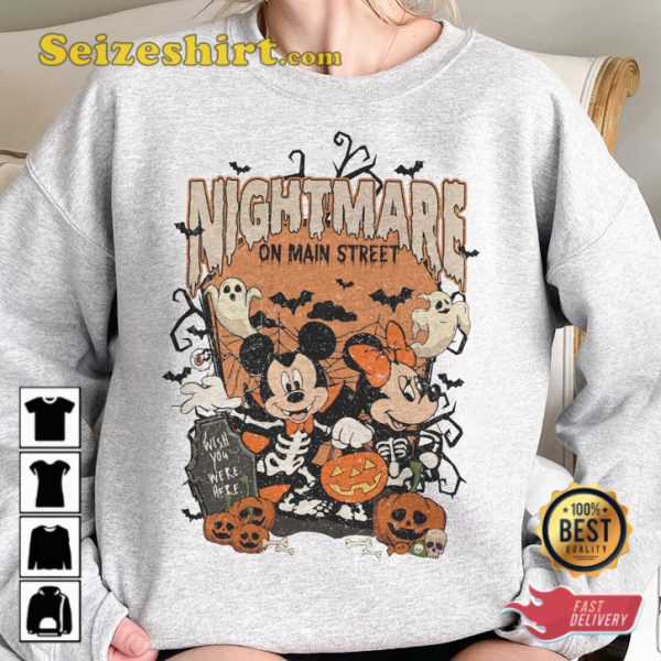 Vintage Mickey Ghost Minnie Halloween Disney 2023 Horror Costume Sweatshirt