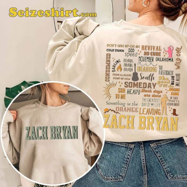 Zack Bryan Tracklist Orange Leaving 2 Sided Zach 90s Country Sweatshirt
