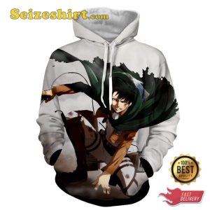 Attack On Titan Angry Levi Ackerman Blood Stain White Hoodie, Sweatshirt, T-shirt 3D