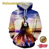 Attack On Titan Cool Back Pose Amazing Sunset Cadet Hoodie,Sweatshirt, T-shirt 3D