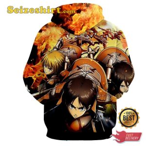 Attack On Titan Eren Mikasa Armin Dope Orange Flame Hoodie, Sweatshirt, 3D Shirts
