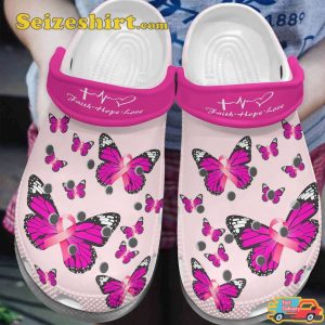 Breast Cancer Awareness Christian Faith Hope Love Crocband Clog Shoes