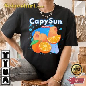Capysun Orange Capybara Gift Funny Meme Pun T-shirt