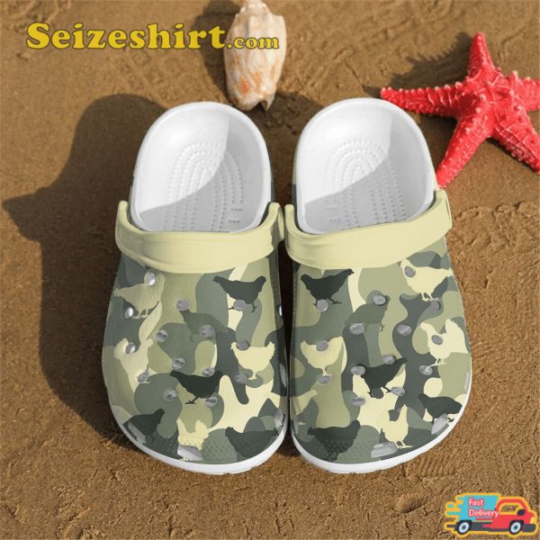 Chicken Camo Pattern Crocband Clogs