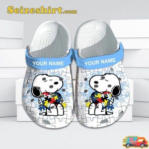 Custom Name Autism Awareness Crocs Snoopy Crocband Clogs