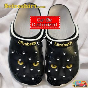 Custom Name Cat Black Cat Face Print Personalized Clogs Shoes