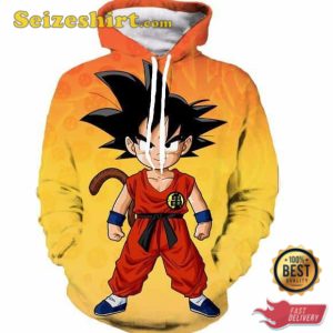 Cute Young Kid Goku Yellow Orange Dragon Ball 3d Hoodie, Sweatshirt