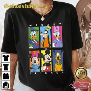 Disney Mickey And Friends Group Shot Panels T-Shirt