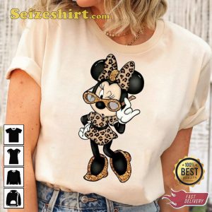 Disney Mickey And Friends Minnie Mouse Leopard Bow And Dress Inspired T-Shirt