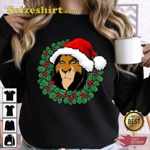 Disney Santa The Lion King Scar Christmas Wreath Sweatshirt