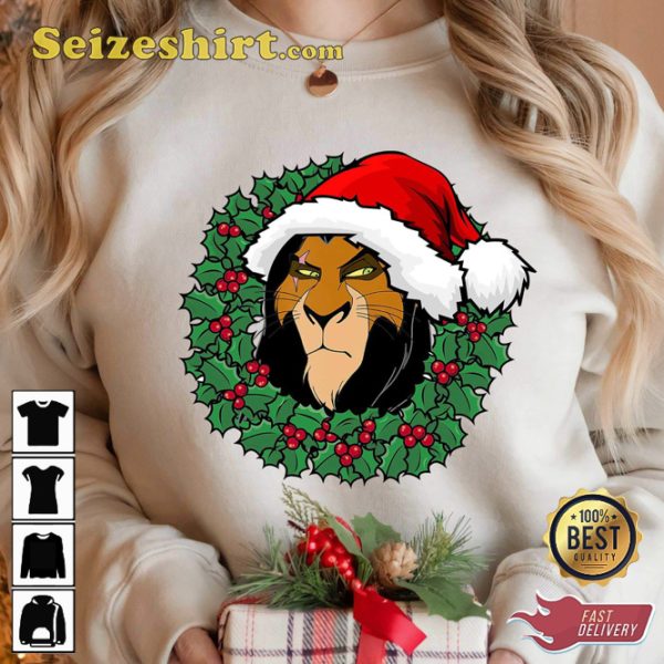 Disney Santa The Lion King Scar Christmas Wreath Sweatshirt