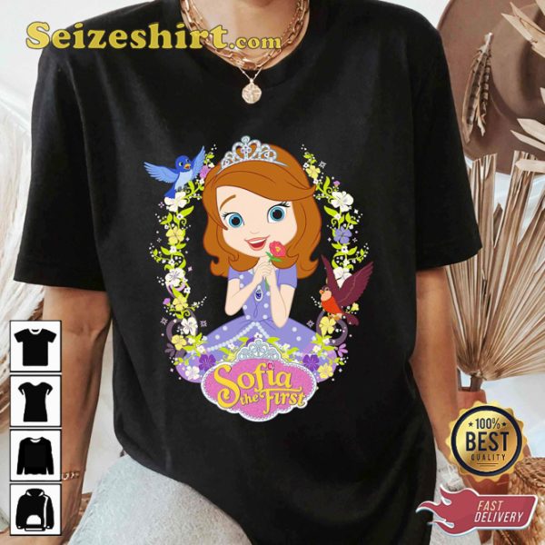 Disney Sofia The First Sofia Flower Border Magic Cartoon T-Shirt