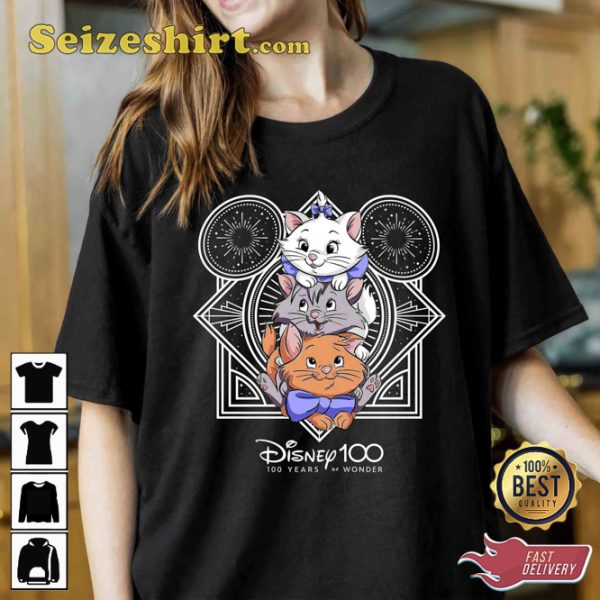 Disney The Aristocats Cats Characters 100 Years Anniversary Cartoon T-Shirt