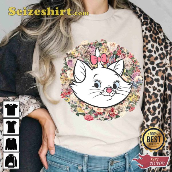 Disney The Aristocats Marie Floral Portrait Magic Cartoon T-Shirt