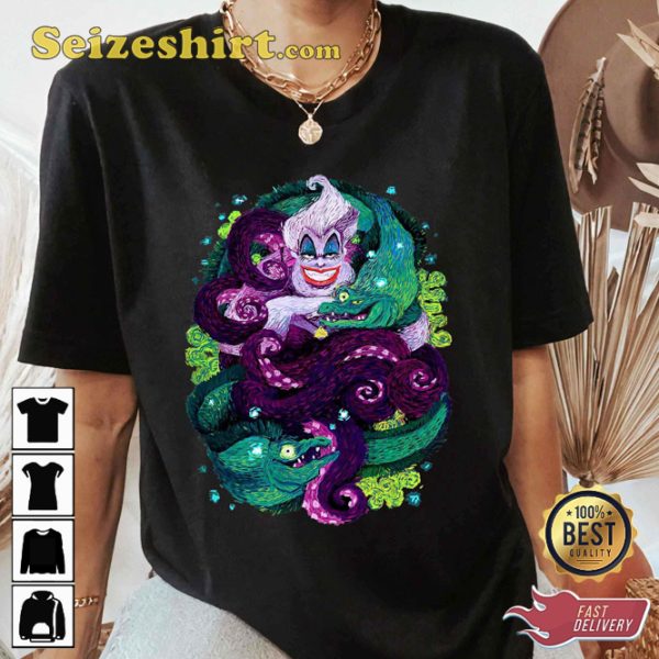 Disney The Little Mermaid Ursula Sea Witch Painting Cartoon T-shirt