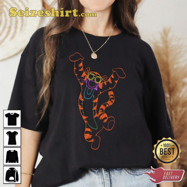 Disney Winnie The Pooh Neon Line Tigger Portrait T-shirt