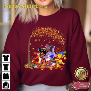 Disney Winnie The Pooh Tigger Eeyore Piglet Autumn Maple Sweatshirt