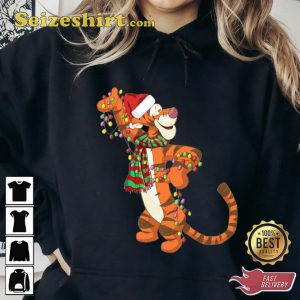 Disney Xmas Winnie The Pooh Tigger Christmas Lights T-shirt