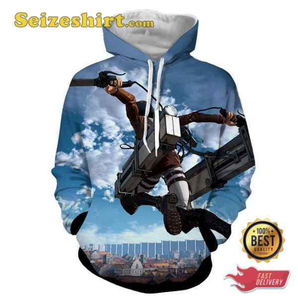 Eren Aerial Dive Training Scabbard Hoodie, 3D Shirts