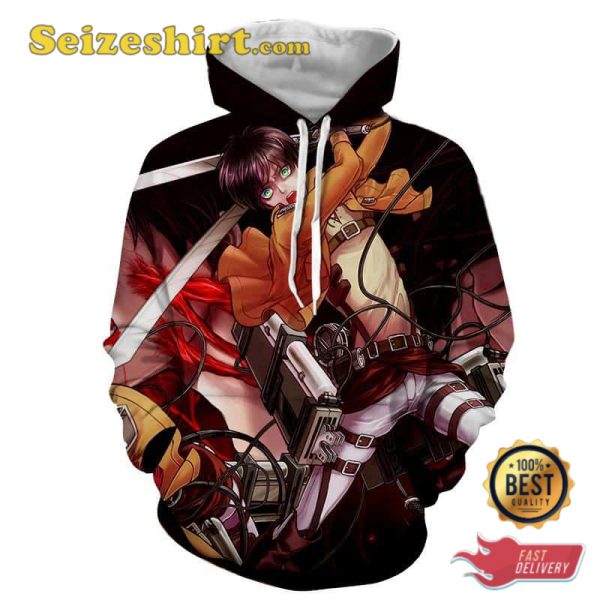 Eren Fighting Full Print Hoodie 3D Sweatshirt