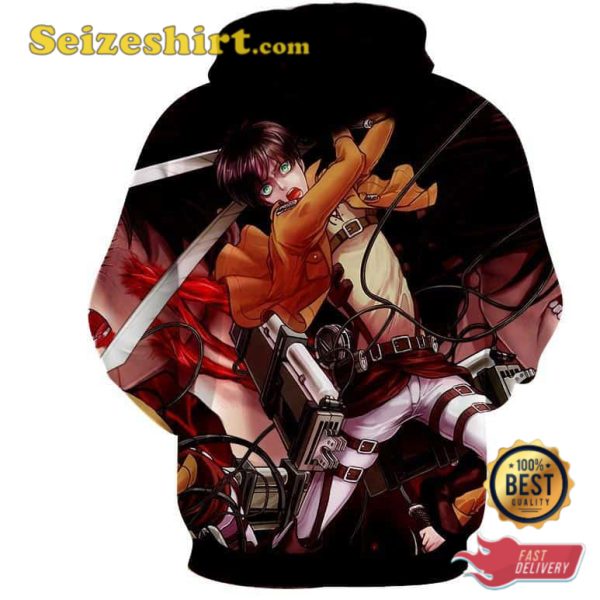 Eren Fighting Full Print Hoodie 3D Sweatshirt