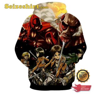 Eren Mikasa Levi Armin Colossal Titan Hoodie, Sweatshirt, 3D Shirts