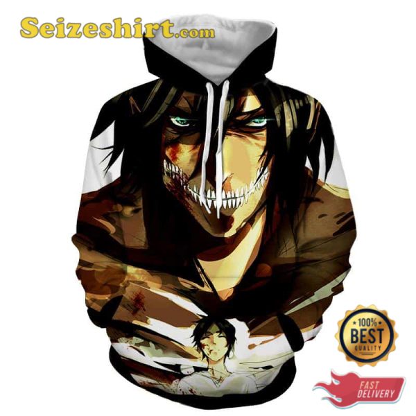 Eren Yeager Epic Fierce Titan Form Hoodie, Sweatshirt, 3D Shirts