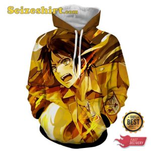 Eren Yeager Epic Yellow Fire Flame Hoodie, Sweatshirt, 3D Shirts