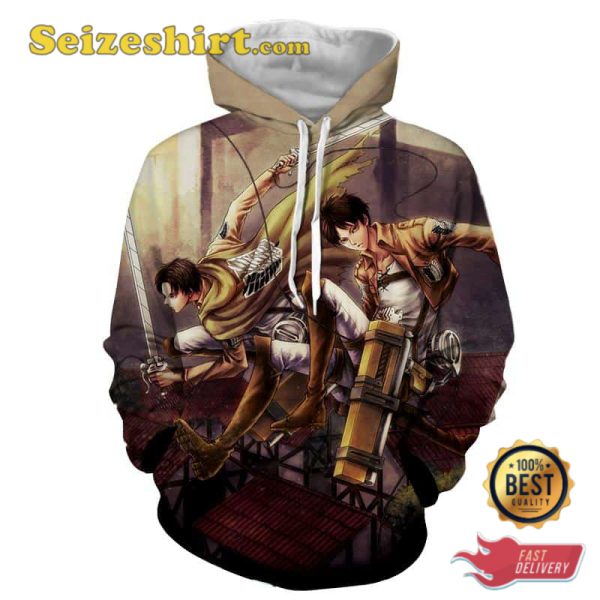 Eren Yeager Levi Ackerman Survey Corps Hoodie, Sweatshirt, 3D Shirts