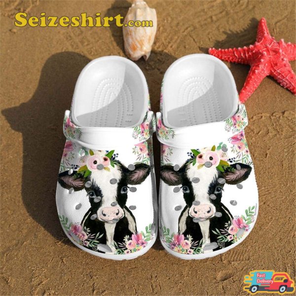 Floral Cow Print Clog Shoes