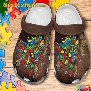 Footwearmerch Autism Sunflower Leather Crocs Shoes Accept Under Stand Love Autism