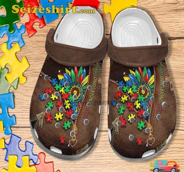 Footwearmerch Autism Sunflower Leather Crocs Shoes Accept Under Stand Love Autism