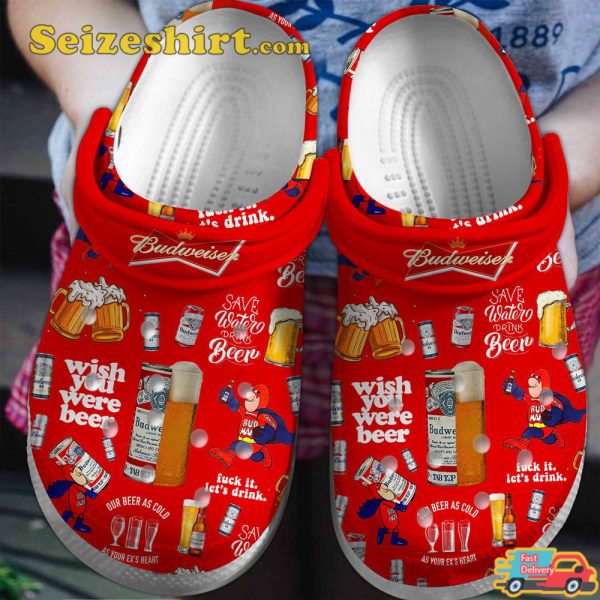 Footwearmerch Budweiser Save Water Drink Beer Lover Clogs