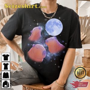 Full Moon Capybaras Funny Meme T-shirt