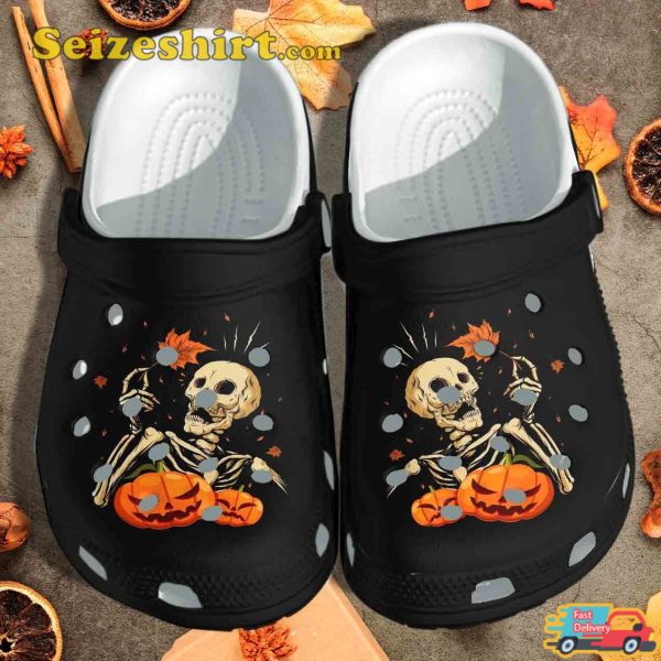 Halloween Pumpkin Skull Weed Spooky Vibes Comfort Crocs Shoes