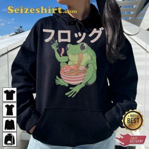 Japanese Frog Eating Ramen Japanese Anime Hoodie