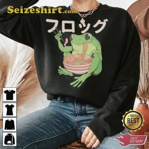 Japanese Frog Eating Ramen Japanese Anime Hoodie
