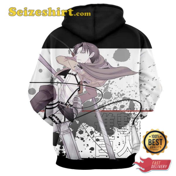 Levi Ackerman Cool Black Stains White Hoodie, Sweatshirt, 3D Shirts