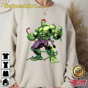 Marvel Avengers Hulk Christmas Lights Costume MCU Fan T-shirt