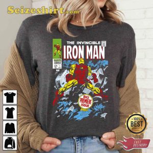 Marvel Avengers Iron Man Big Premier Issue Classic Comic MCU Fan T-shirt