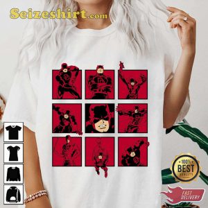 Marvel Daredevil The Faces Of The Man With No Fear MCU Fan T-shirt