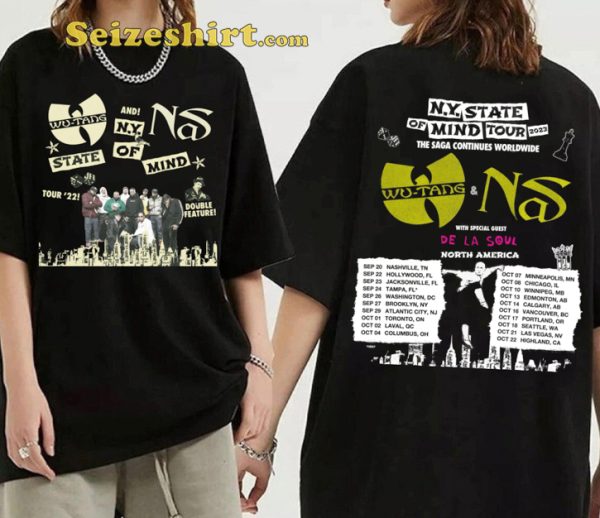 NY State Of Mind Tour Merch 2023 Wu-Tang Clan And Nas T-shirt