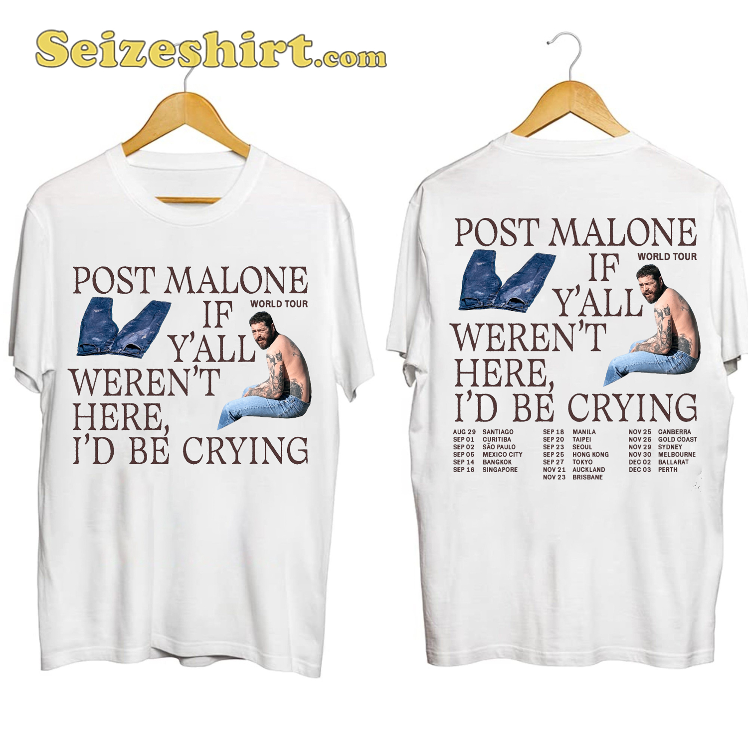 Post Malone Tour 2023 If Yall Werent Here Id Be Crying Concert T-shirt