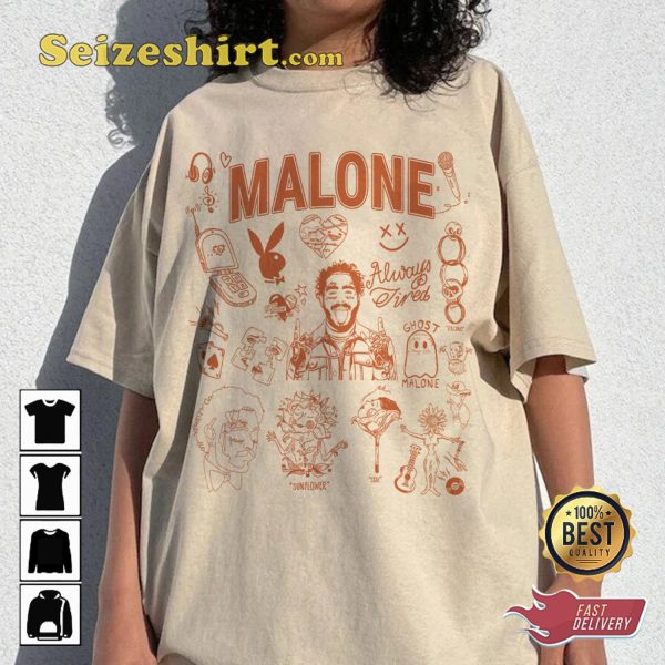 Posty Post Malone Tour Music Concert T-shirt