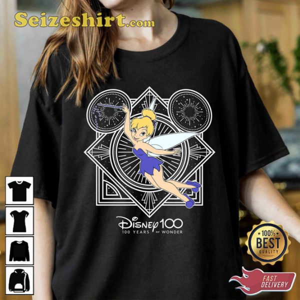 Retro Peter Pan Cute Tinker Bell 100 Years Of Wonder Disney Cartoon T-Shirt