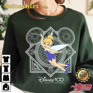 Retro Peter Pan Cute Tinker Bell 100 Years Of Wonder Disney Cartoon T-Shirt