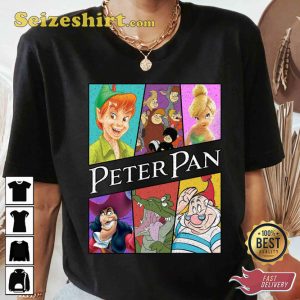 Retro Peter Pan Movie Characters Tinker Bell Disney Cartoon T-Shirt