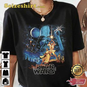 Star Wars A New Hope Faded Vintage Poster Fan Gift T-Shirt