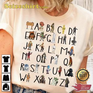 Star Wars Alphabet Characters From A To Z Abc Fan Gift T-Shirt