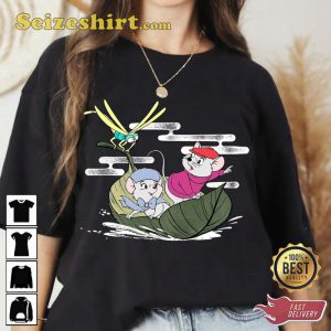 The Rescuers Bernard Bianca Leaf Boat Graphic Disney Cartoon T-shirt